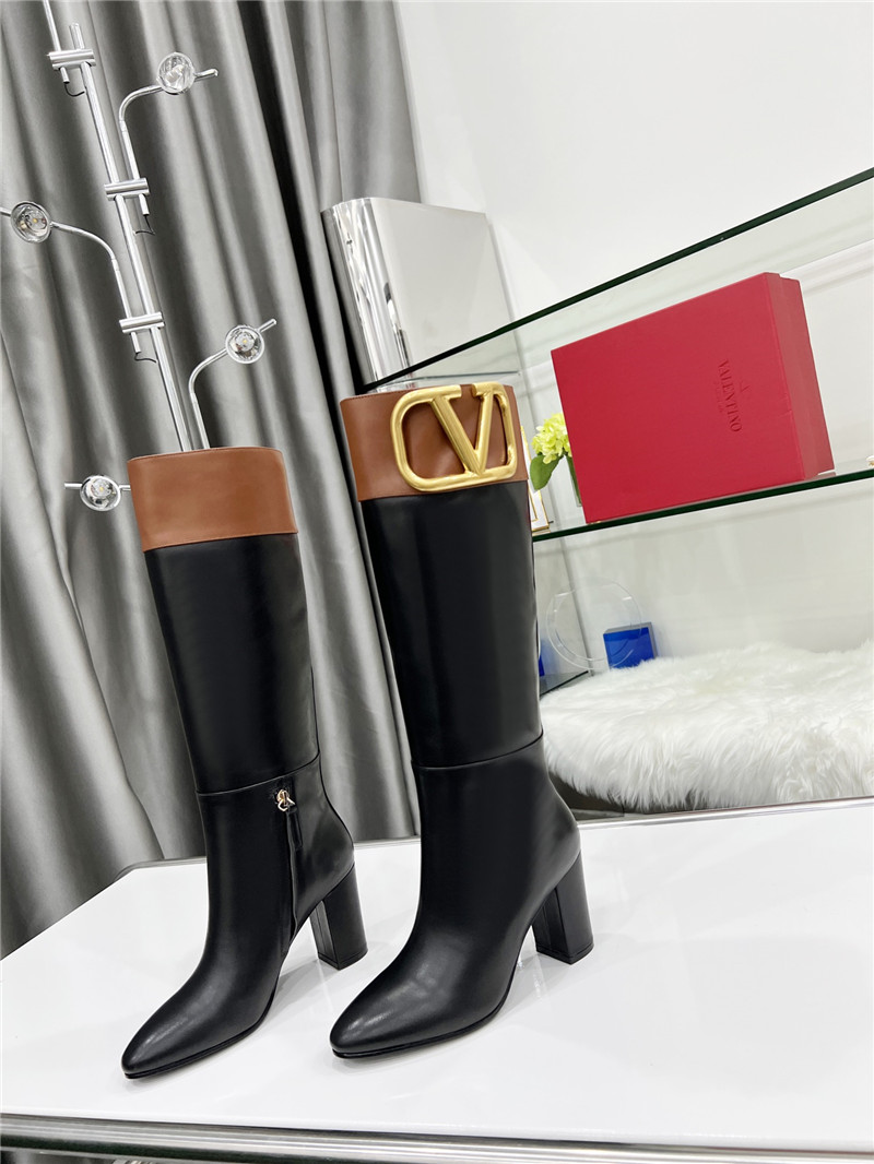 Va1e*ntin0 calfskin vlogo knee high boots