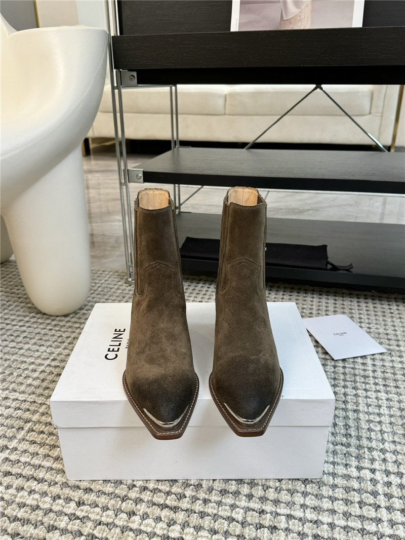 Ce1i*e metallic brown leather ankle boots