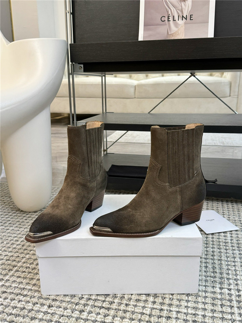 Ce1i*e metallic brown leather ankle boots