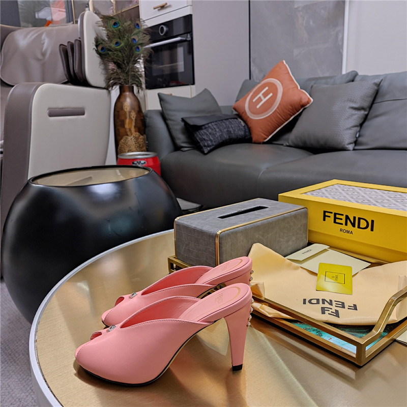 F**di pink peep-toe mules