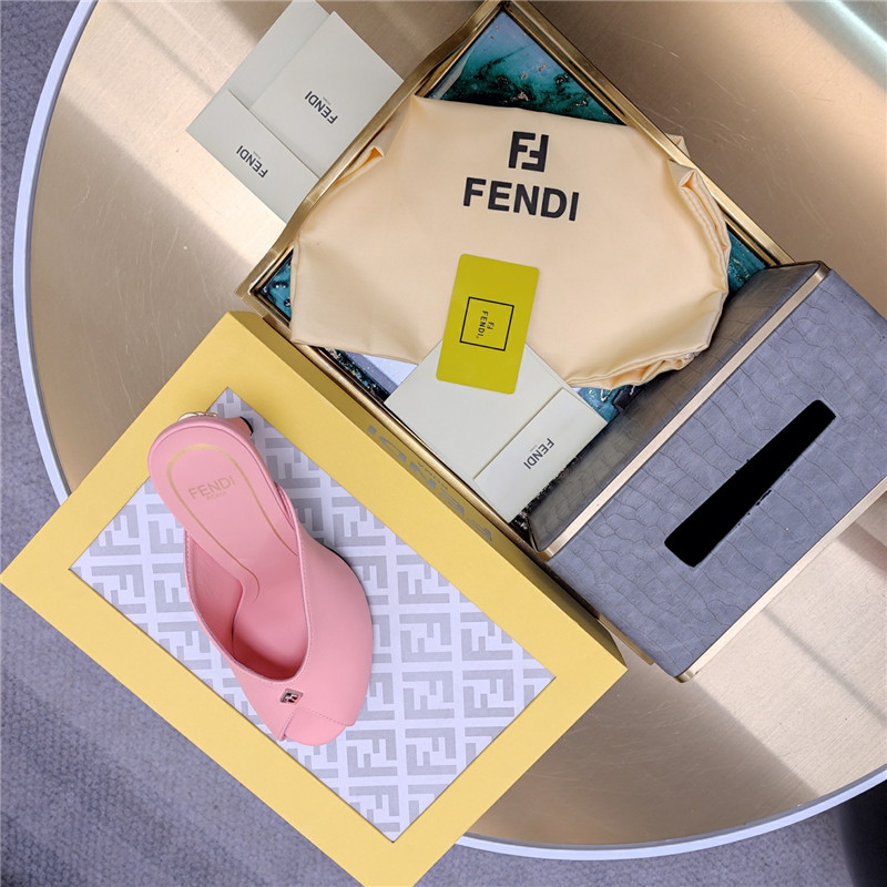 F**di pink peep-toe mules