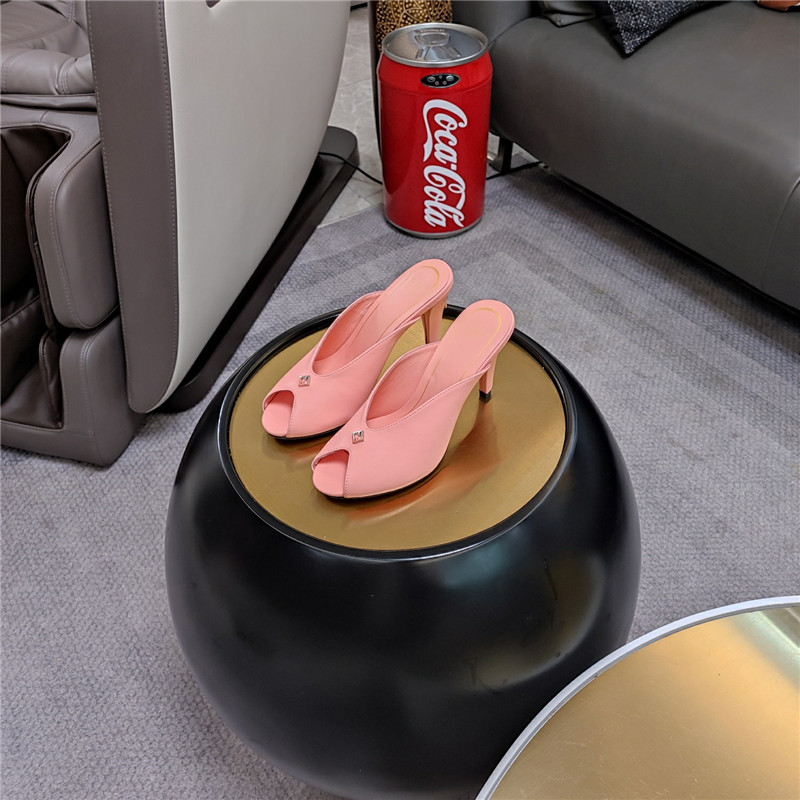 F**di pink peep-toe mules