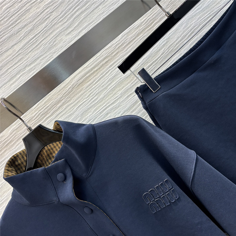 M1um1u fake two-piece sweatshirt + skirt set