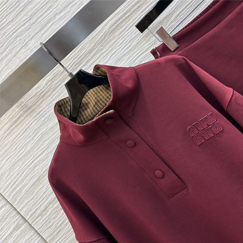 M1um1u fake two-piece sweatshirt + skirt set