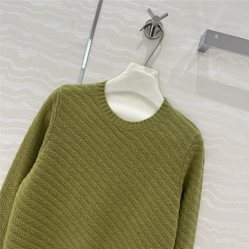 Pra*a crew neck twill rib-knit sweater green