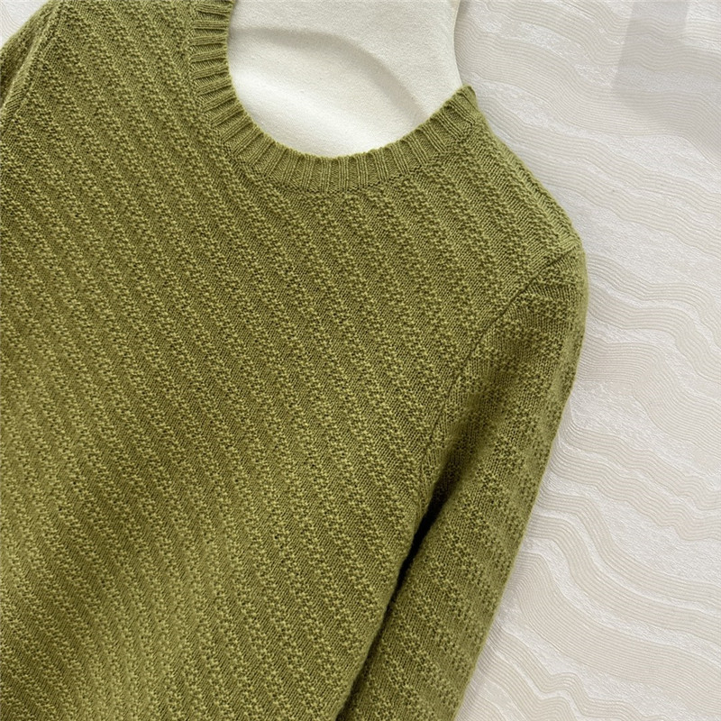 Pra*a crew neck twill rib-knit sweater green