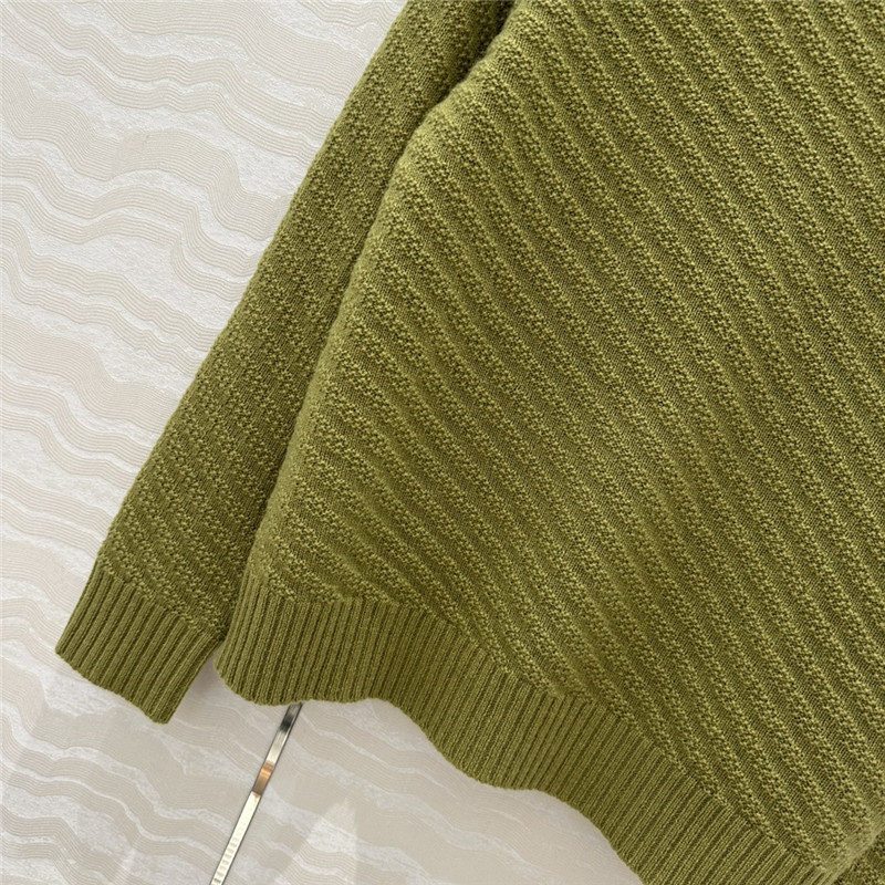 Pra*a crew neck twill rib-knit sweater green