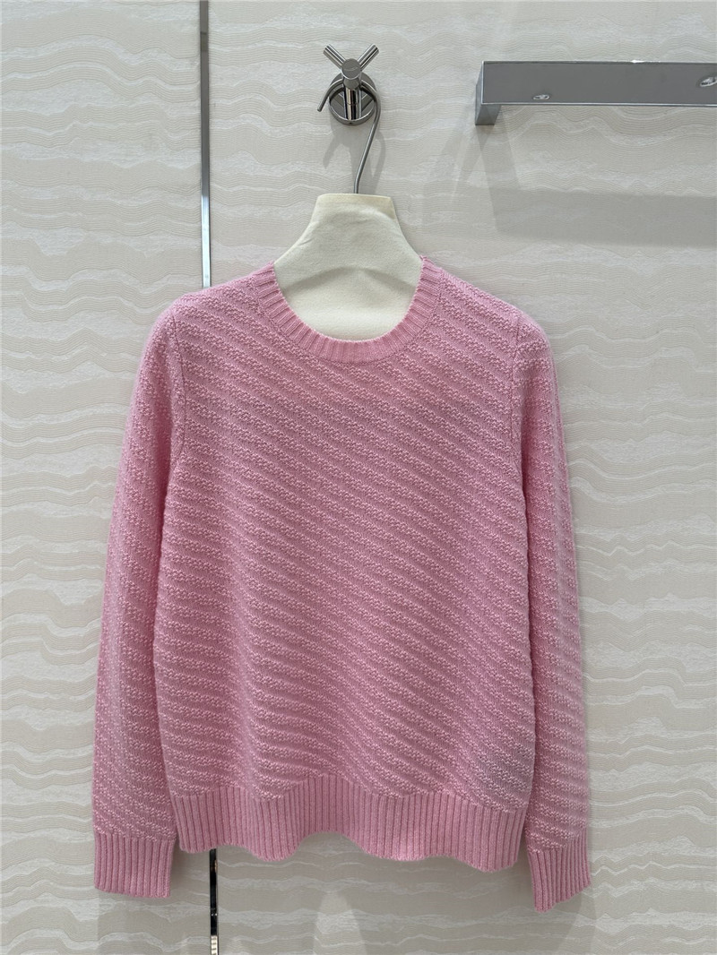 Pra*a crew neck twill rib-knit sweater pink