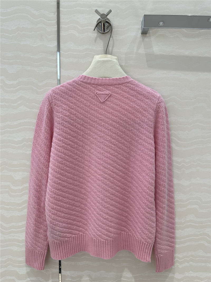 Pra*a crew neck twill rib-knit sweater pink