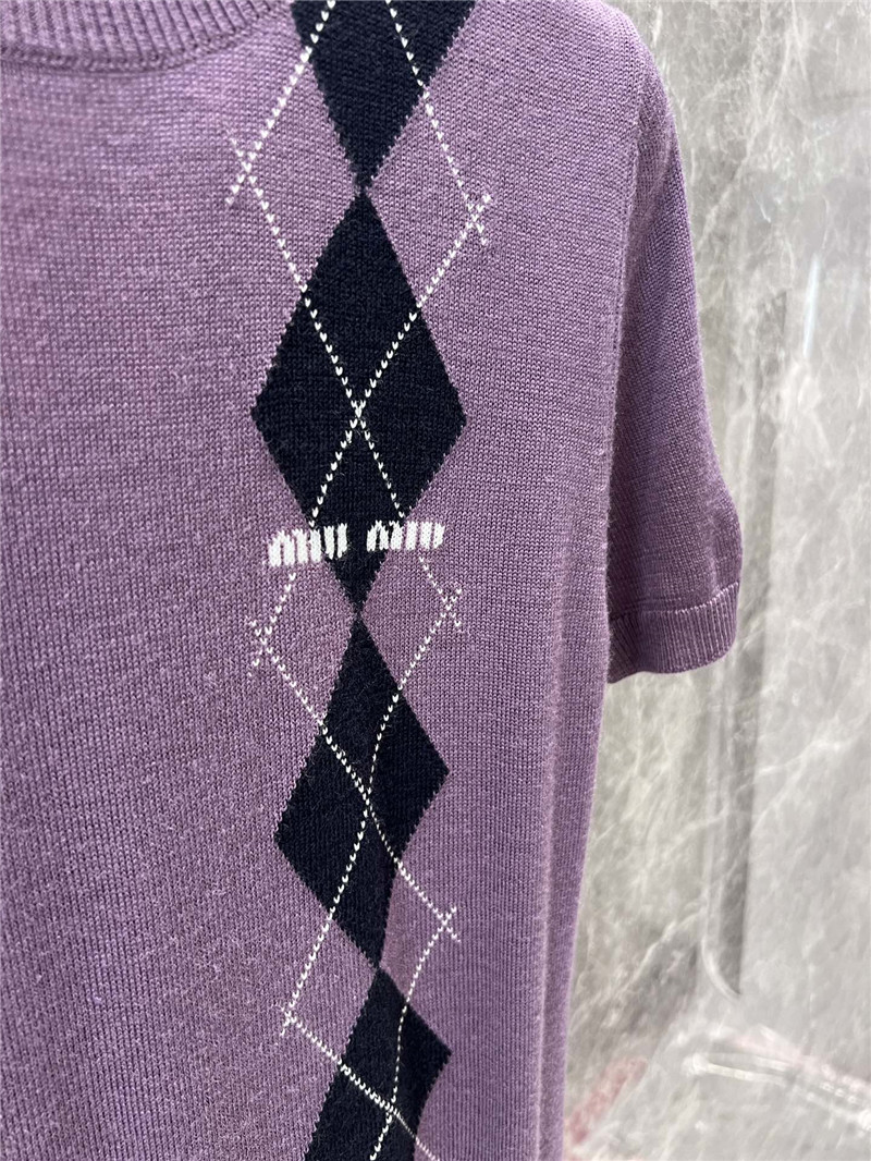 M1um1u knitted short-sleeved top