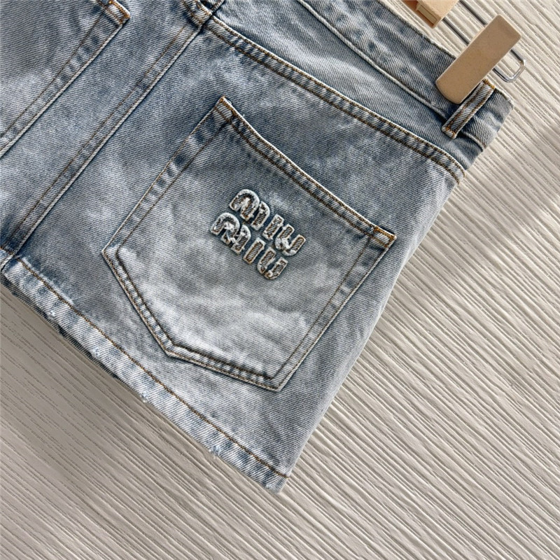 M1um1u denim short skirt