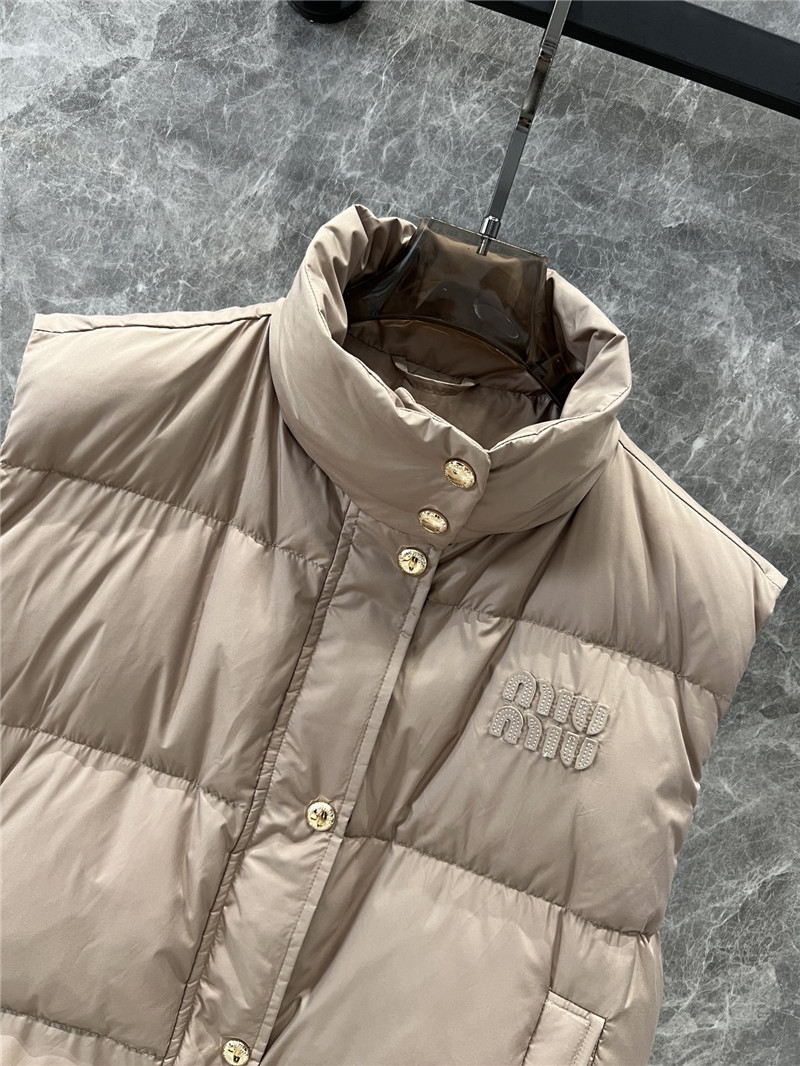 Miu Miu Logo-patch Brown Down Gilet