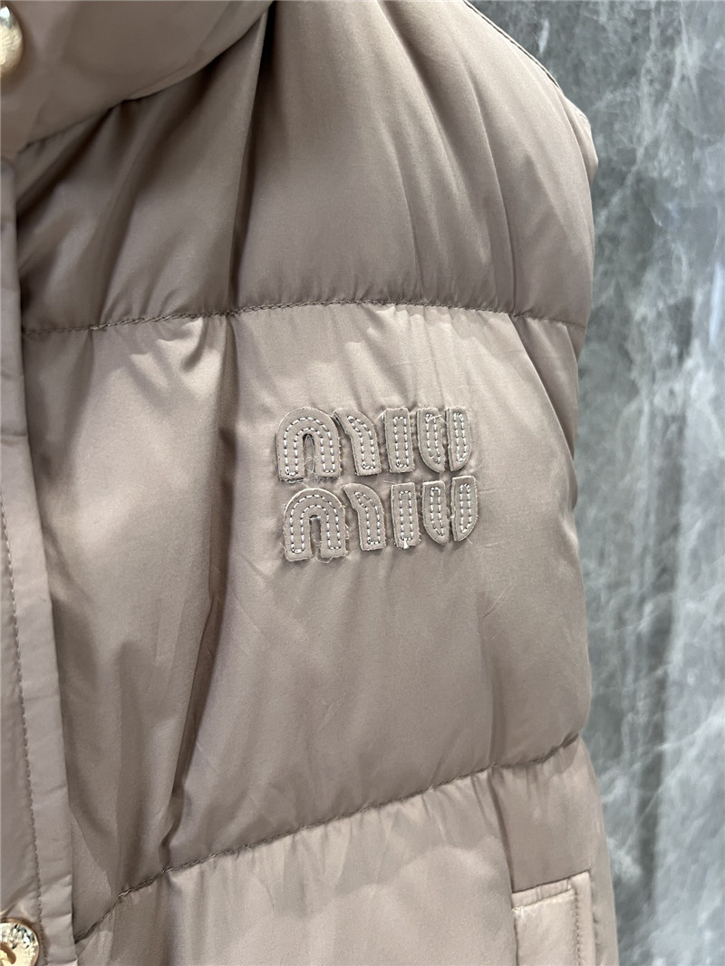 Miu Miu Logo-patch Brown Down Gilet