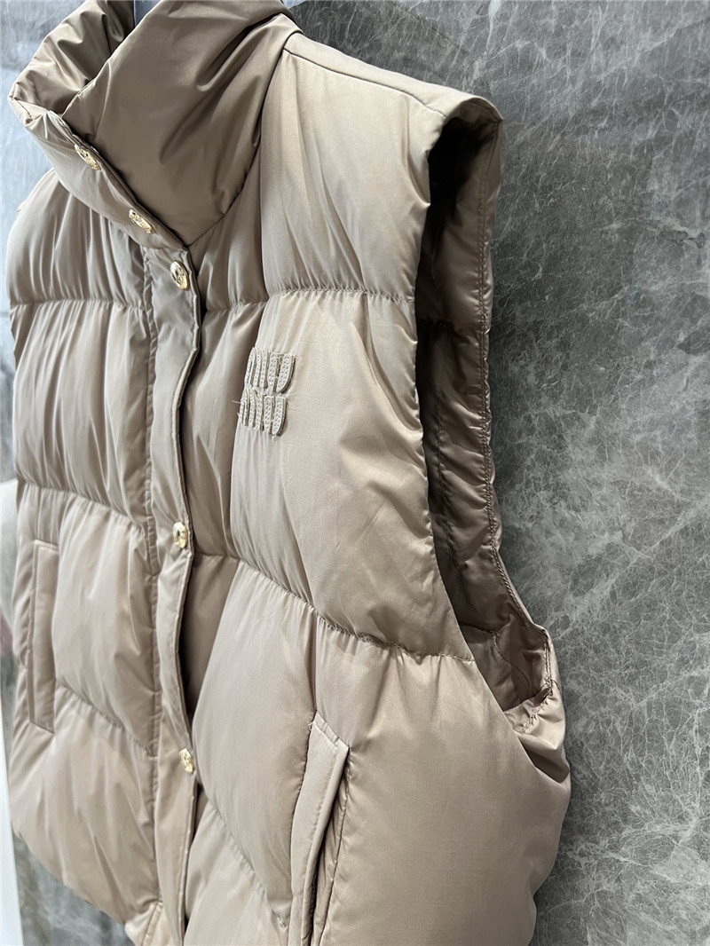 Miu Miu Logo-patch Brown Down Gilet