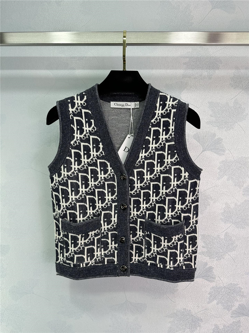 D10r oblique v-neck vest cardigan denim blue