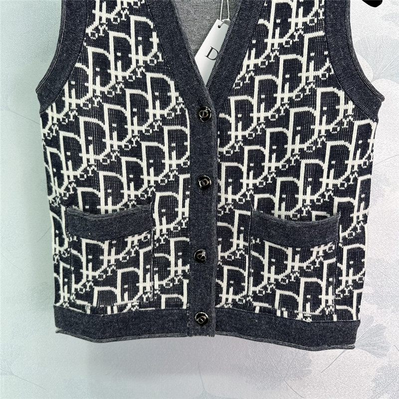 D10r oblique v-neck vest cardigan denim blue