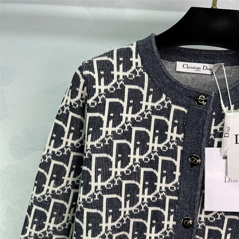 D10r oblique crewneck cardigan denim blue