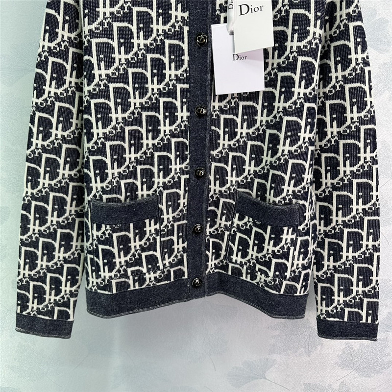 D10r oblique crewneck cardigan denim blue