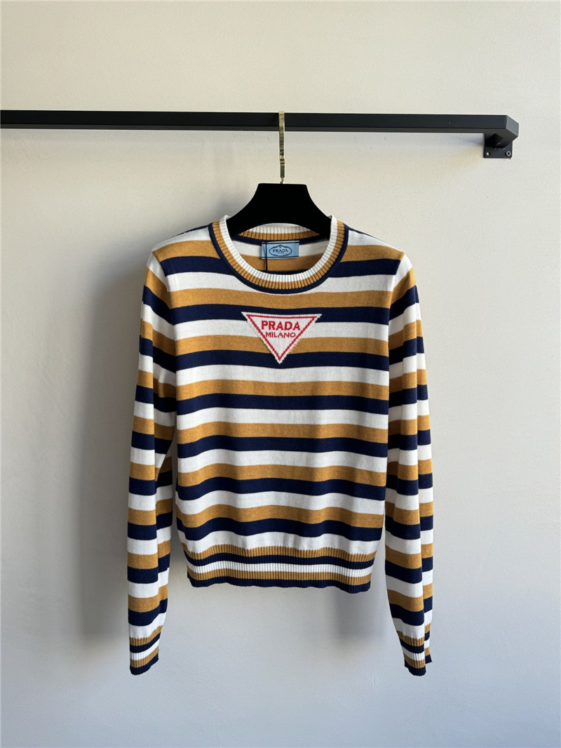 Pra*a logo contrast striped sweater