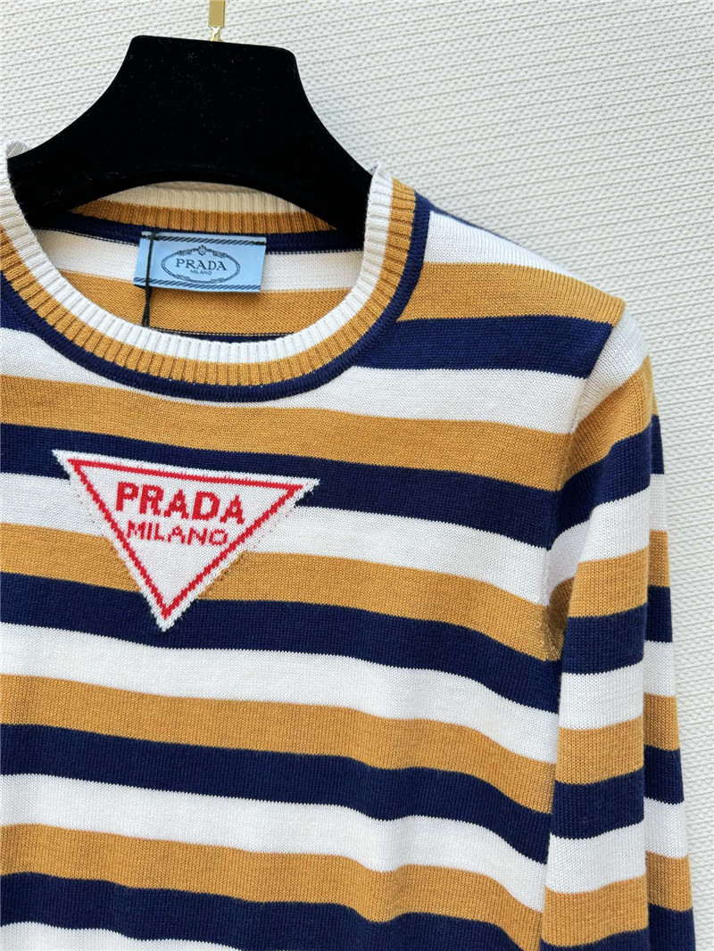 Pra*a logo contrast striped sweater