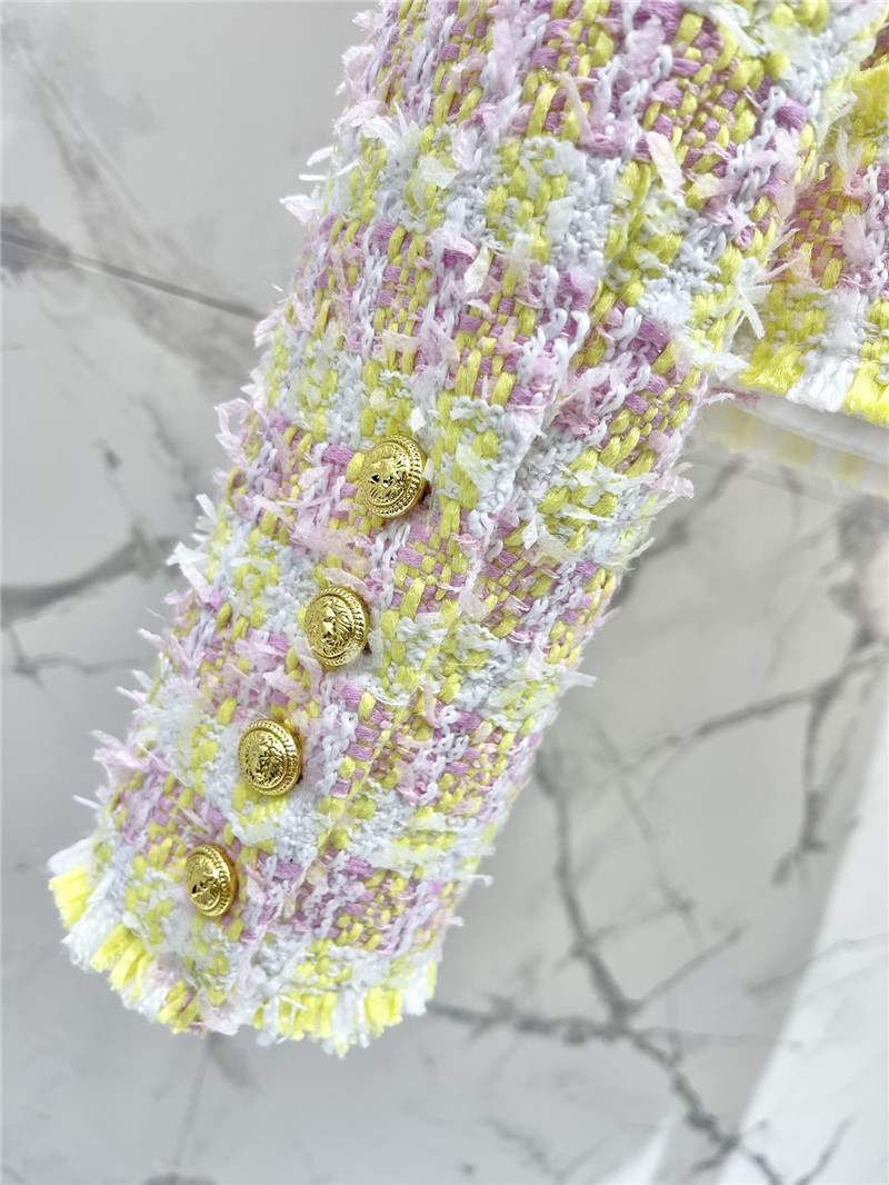 Balmain fringed gold-button tweed jacket