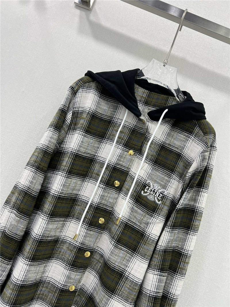 Ce1i*e hooded plaid shirt