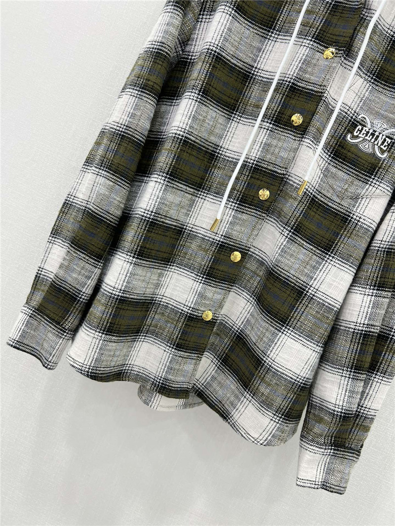 Ce1i*e hooded plaid shirt
