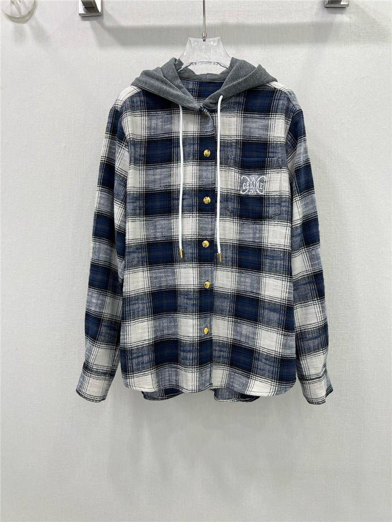 Ce1i*e hooded plaid shirt