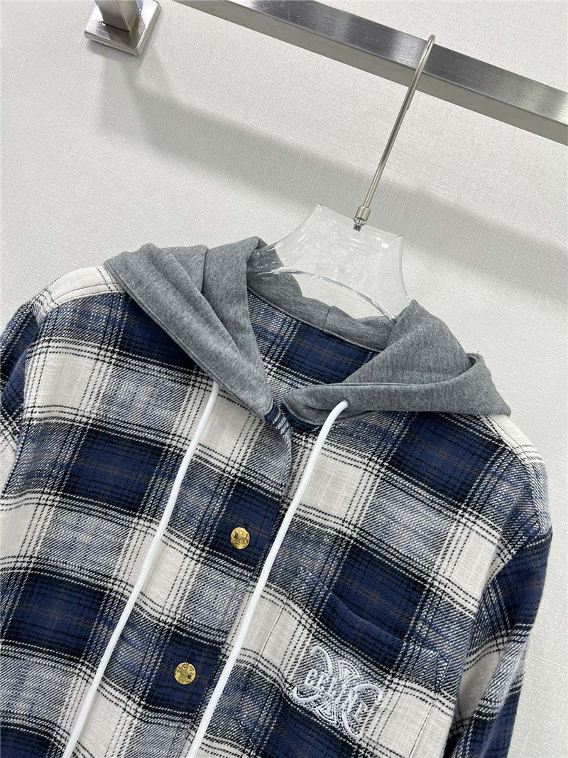 Ce1i*e hooded plaid shirt
