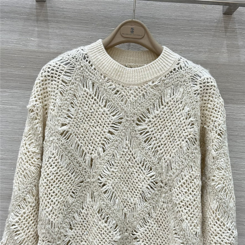 bc crochet D1am0nd sweater white