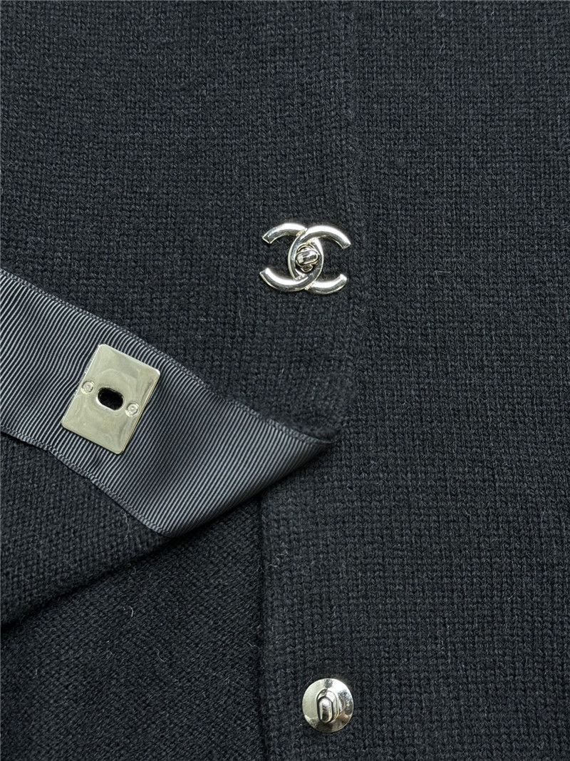 Ch**el turn-lock rib-knit cardigan in black