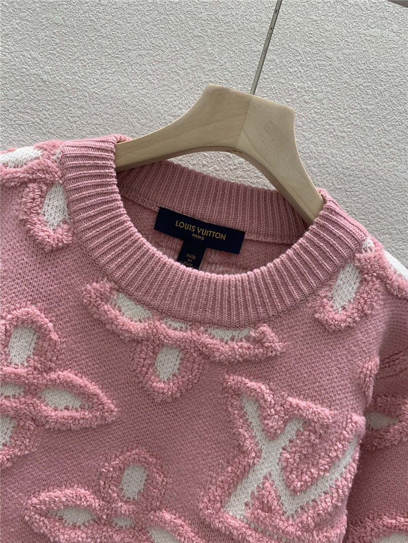 LV Textured Cotton Crewneck Sweater in Pink