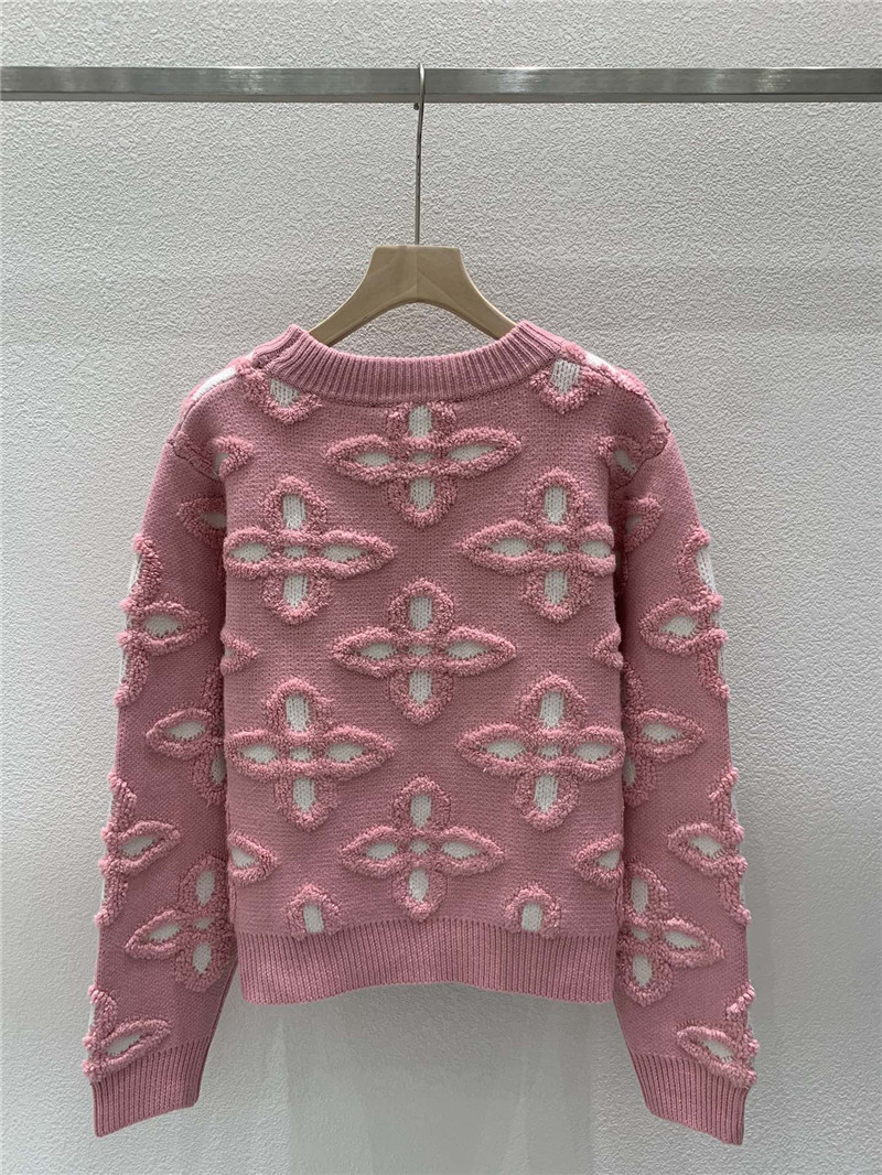 LV Textured Cotton Crewneck Sweater in Pink