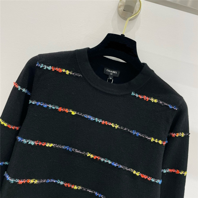 Ch**el striped intarsia cashmere sweater in black