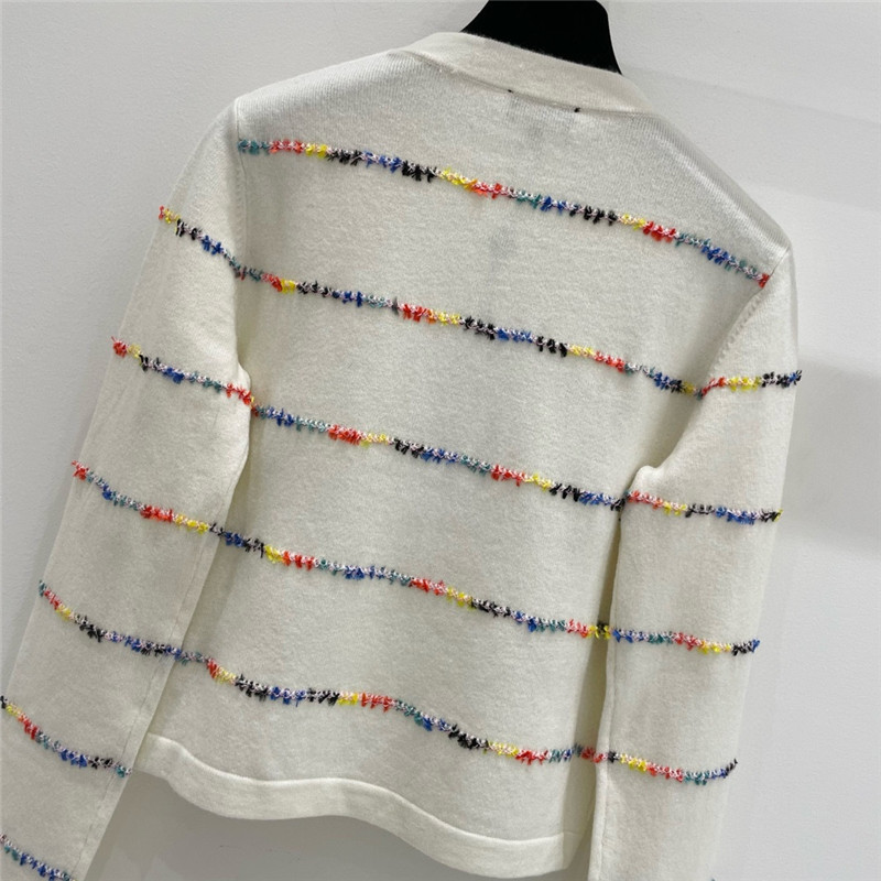 Ch**el striped intarsia cashmere sweater in white