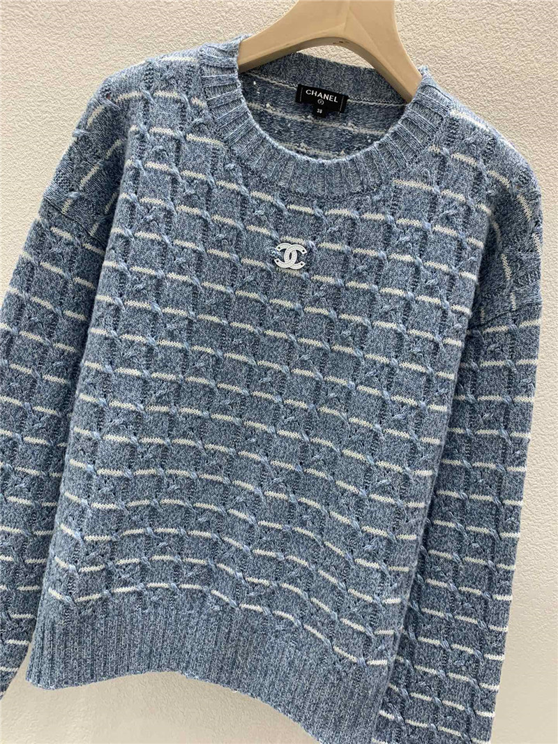 Ch**el stripe intarsia wool sweater in blue