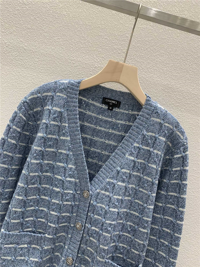 Ch**el stripe intarsia wool cardigan in blue