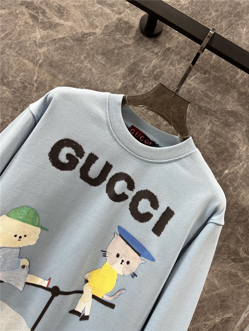 Gvc*1 motif terry cotton sweatshirt in blue