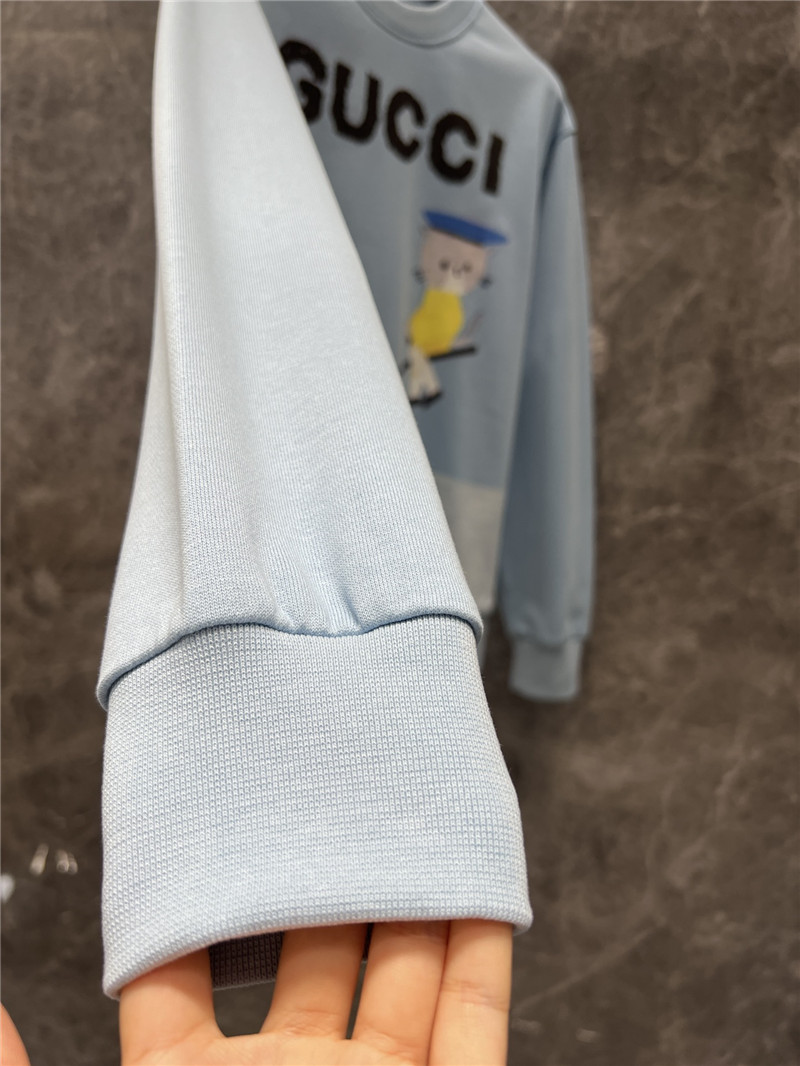 Gvc*1 motif terry cotton sweatshirt in blue