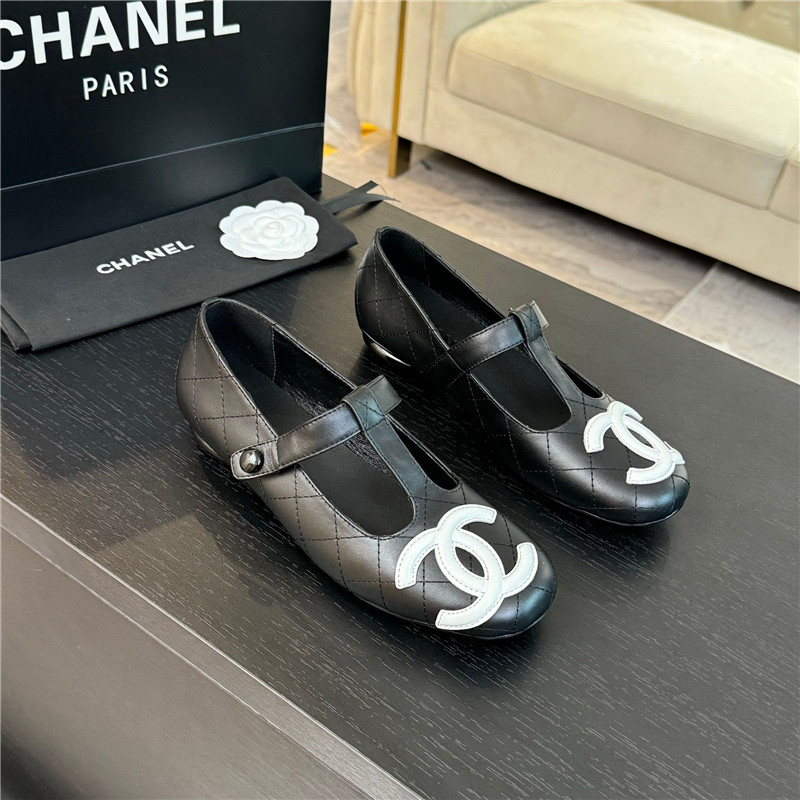 Ch**el mary janes t-strap loafers black