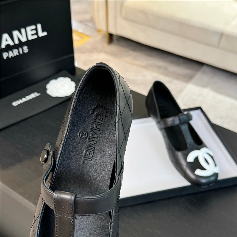 Ch**el mary janes t-strap loafers black