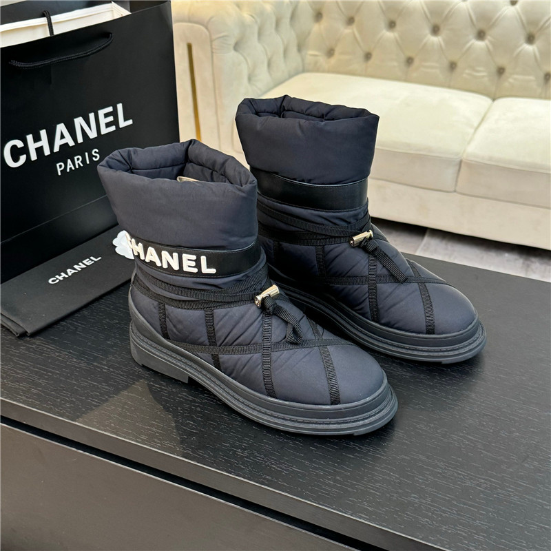 Ch**el calfskin nylon snow boots