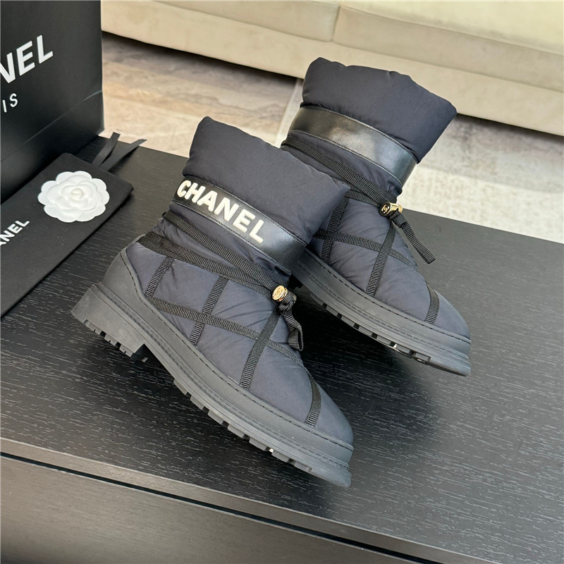 Ch**el calfskin nylon snow boots