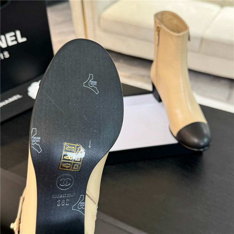 Ch**el brown calfskin cap toe ankle boots