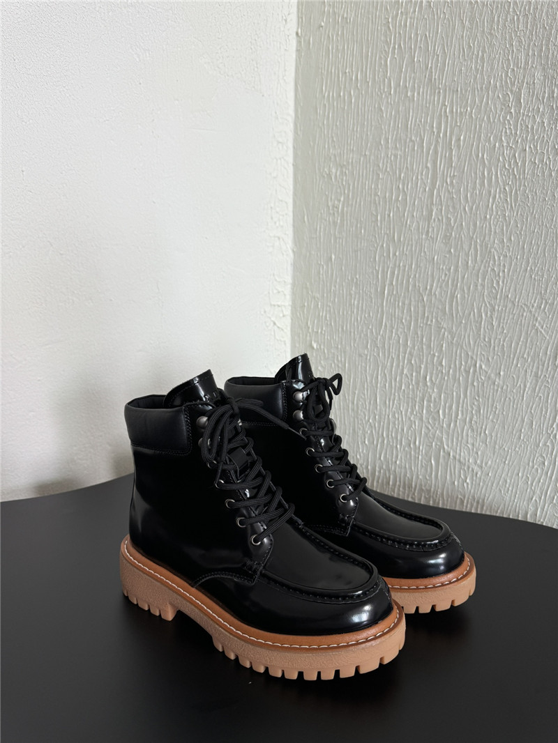 Pra*a platform lace-up patent leather martin boots