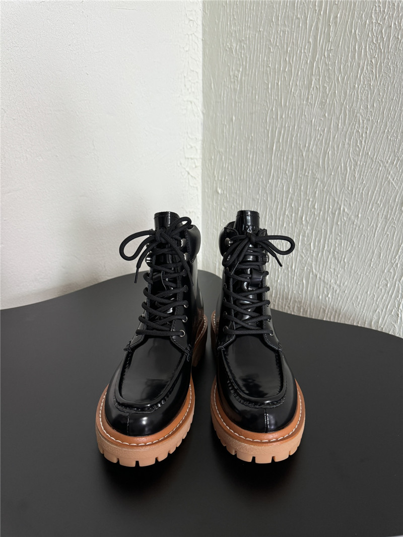 Pra*a platform lace-up patent leather martin boots