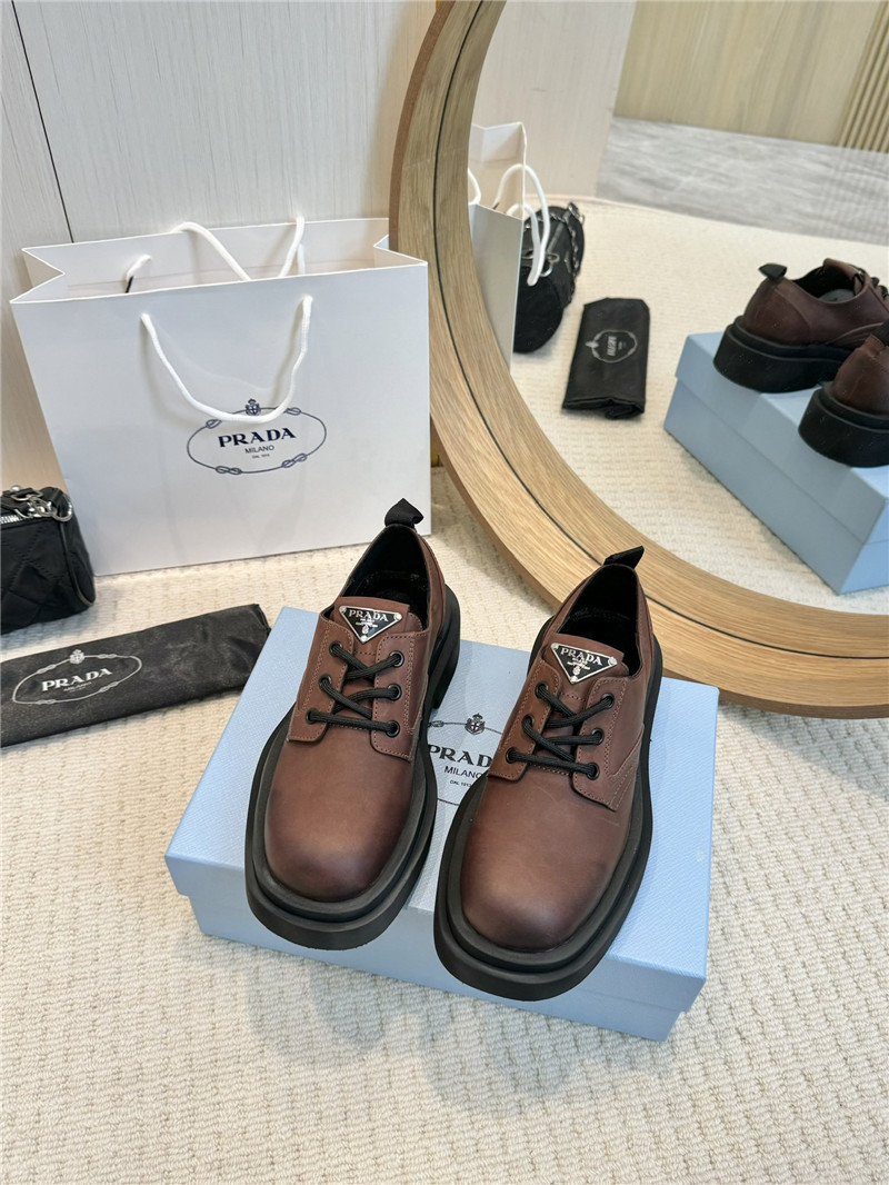 Pra*a suede leather triangle logo loafers sale