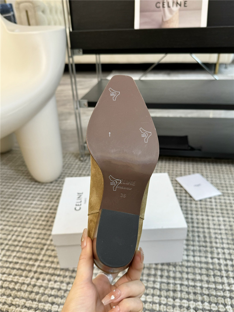 Ce1i*e brown suede leather cowboy mid boots