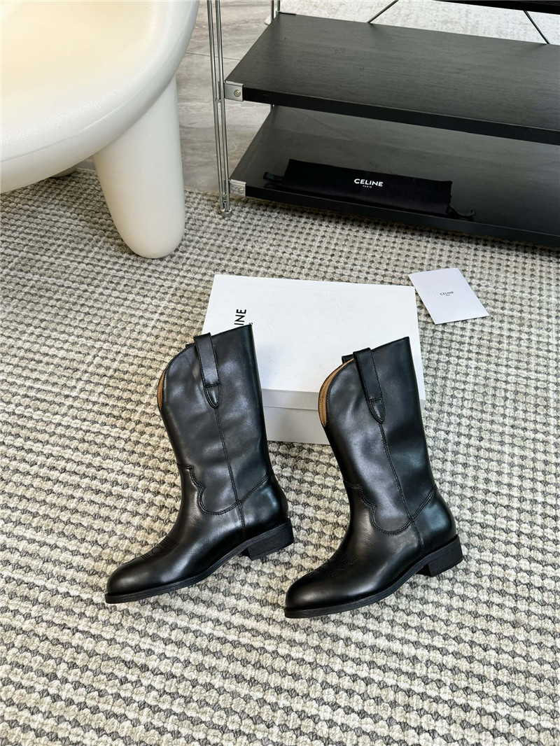 Ce1i*e cowboy black calfskin ankle boots