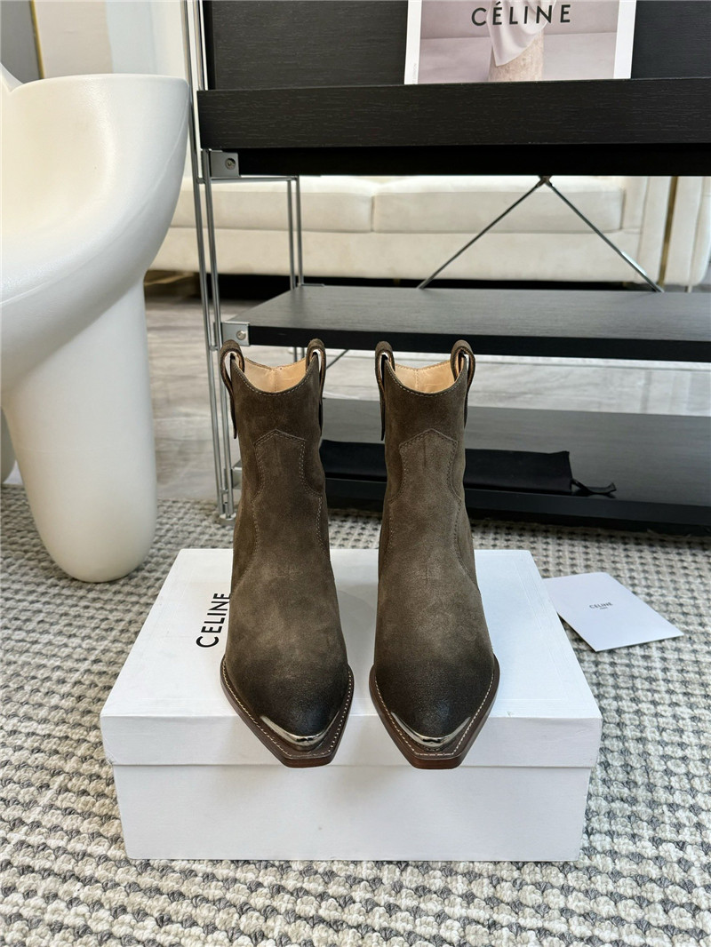 Ce1i*e western embroidered suede ankle boots